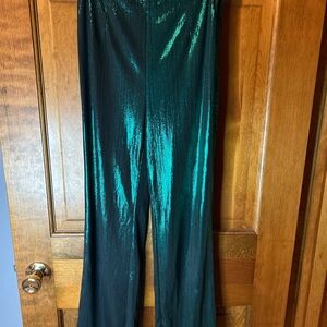 Shimmering Green Wide-Leg Pants